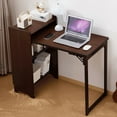 thumbnail image 3 of Coffee Tables Bamboo Folding Desk, Foldable Desk for Small Space, Computer Desk with Hidden Storage and Built-in Socket, Mid Century Foldable Table for Home Office and Bedroom (Walnut Brown),Coffee, 3 of 20