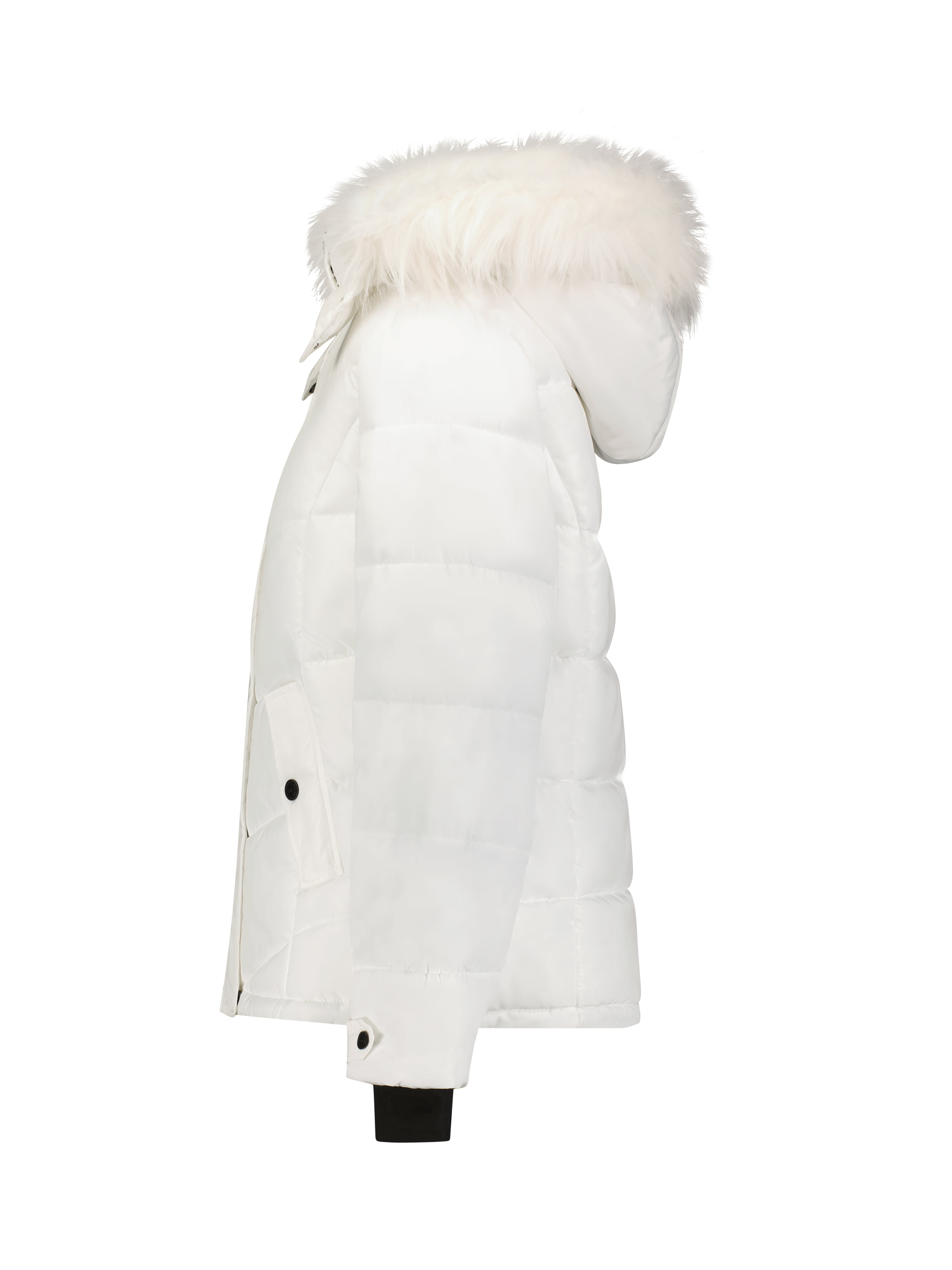 Threadbare Holly puffer jacket with faux fur trim hood in white