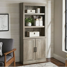 Brookhaven 2 Door 3 Shelf Distressed Parchment Bookcase