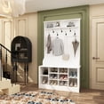 thumbnail image 4 of KULAGAGA 10 Shoe Cubby Wide Hall Tree With Bench & Coat Hooks, Storage Cabinet for Entrance Hallway, 4 of 5