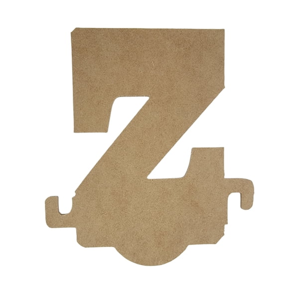 10" Wooden Letter Z Unfinished, Train Font, Craft Cutout 1/4" Thick