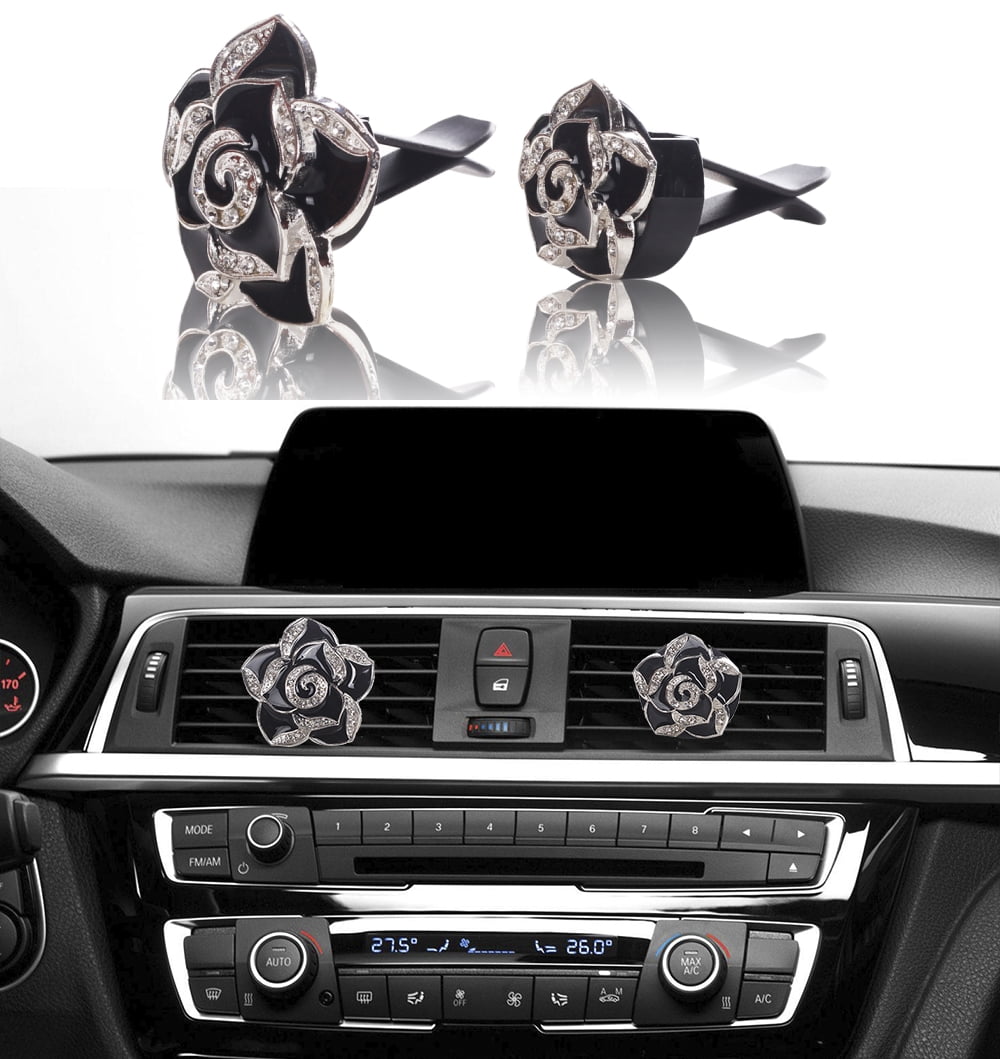 Rose Leather Case Cover Bling Diamante Car Accessories Universal Interior Decor
