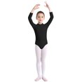 thumbnail image 3 of Aiihoo Kids Girls Long Sleeves Mock Neck Ballet Dance Gymnastics Leotard Exercise Exam Dancewear Black 9-10, 3 of 7