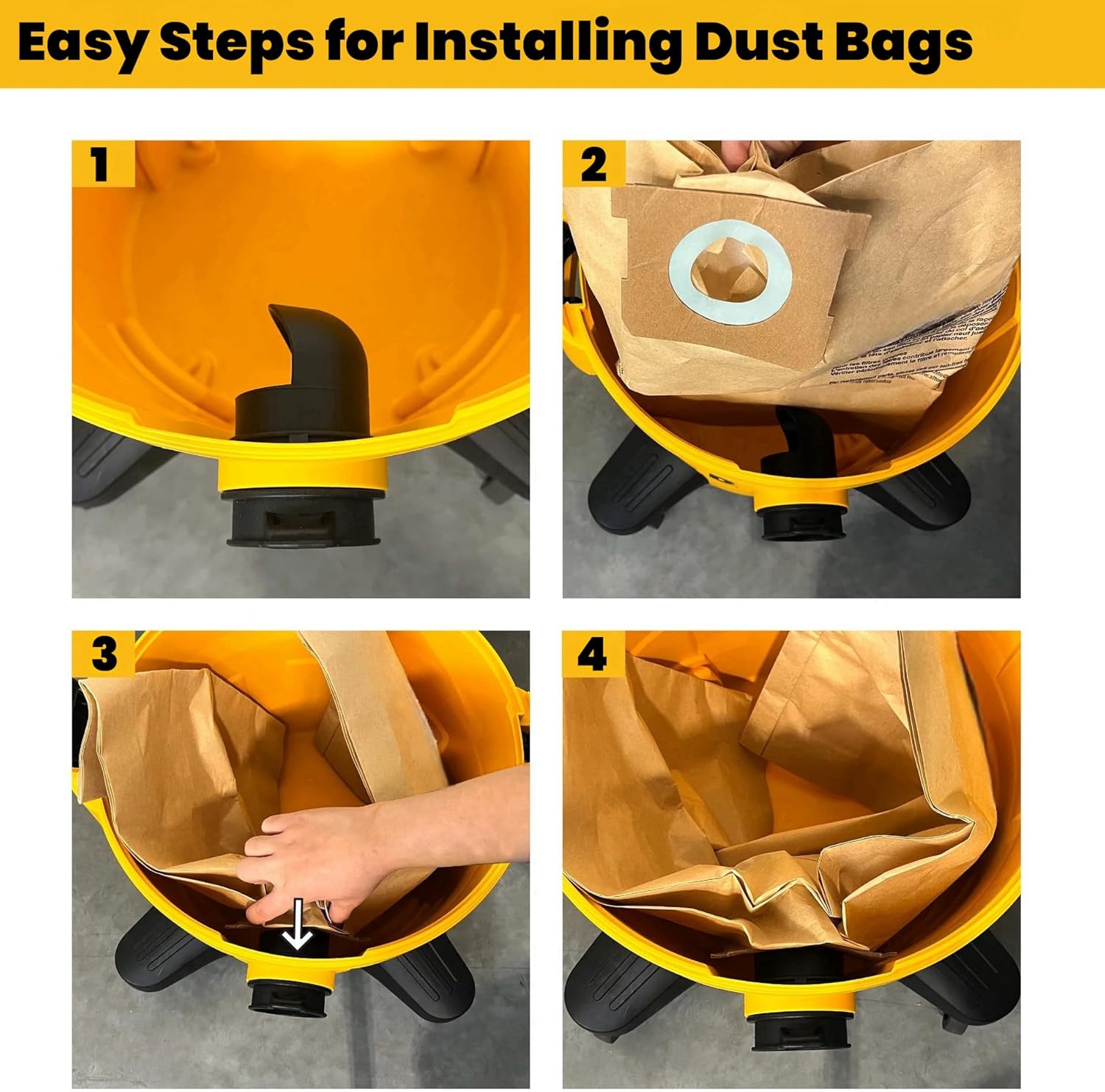 DXVA19-4104 Dust Bags for DeWalt 5-8 Gallon Wet/Dry Vacs, 9-Pk