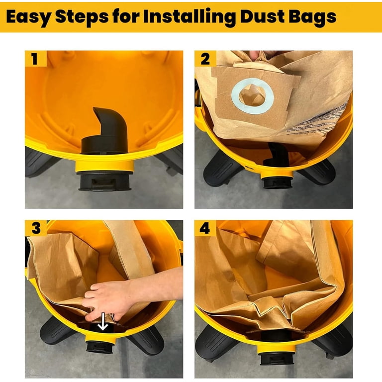 DXVA19-4104 Dust Bags for DeWalt 5-8 Gallon Wet/Dry Vacs, 9-Pk