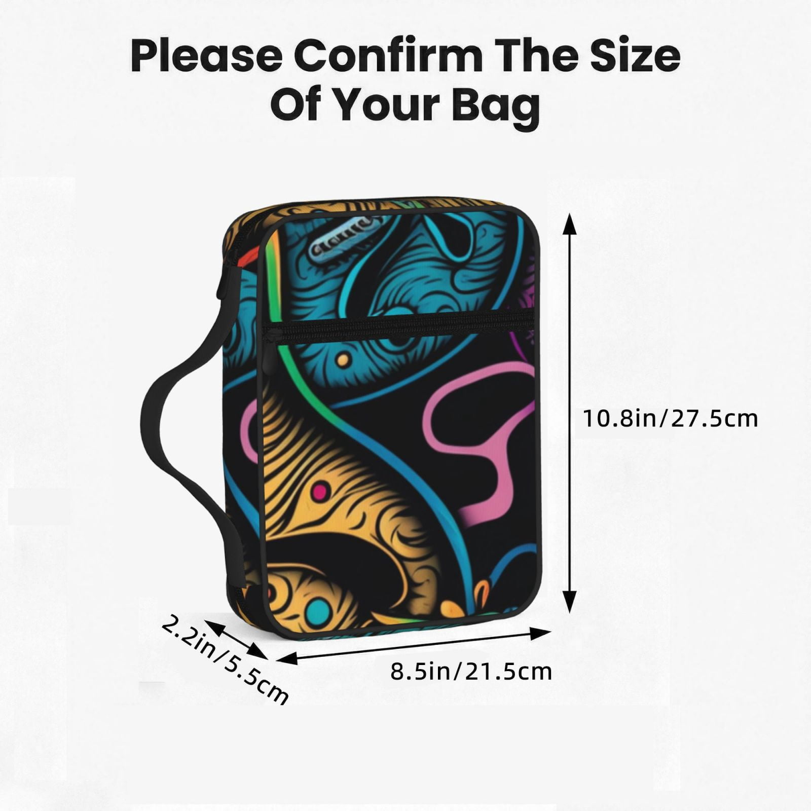 Electric Guitars Rock Music Colorful Bible Storage Bag Case with Padded Handle Zipper Closure Pockets for for Church, Travel