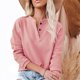 thumbnail image 3 of Camiseta holgada informal de manga larga para mujer, blusa Sexy de Color liso con cuello en V y botones, ropa para primavera y otoño, 2021, 3 of 4