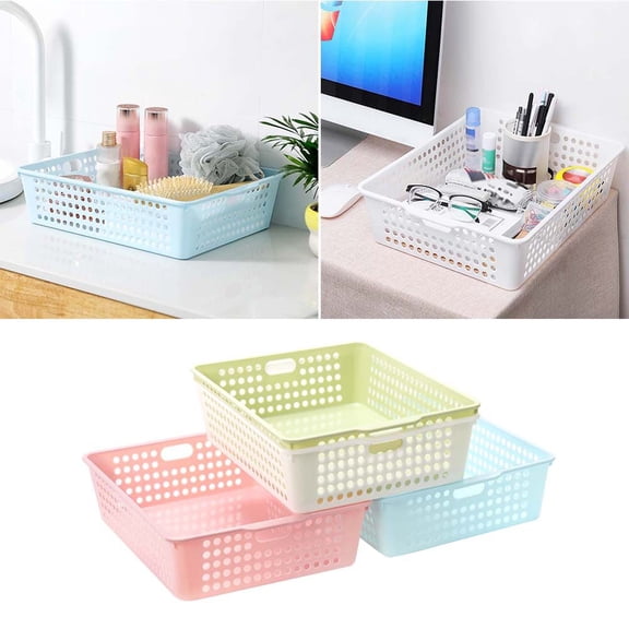 AURARMLET 3Pcs Plastic Paper Organizer Basket Assorted Color for Office File and Storage
