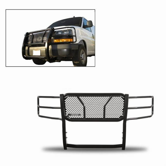 Black Horse Offroad RU-GV02MA-B; Rugged Series Grille Guard; 3 Piece/ Bolt Together; Powder Coated; Black; Steel