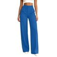 thumbnail image 3 of Oksale Dress Pants Women with Pockets Pleated Front Work Pants Business Casual High Waisted Straight Leg Pants for Officewear Blue M, 3 of 6