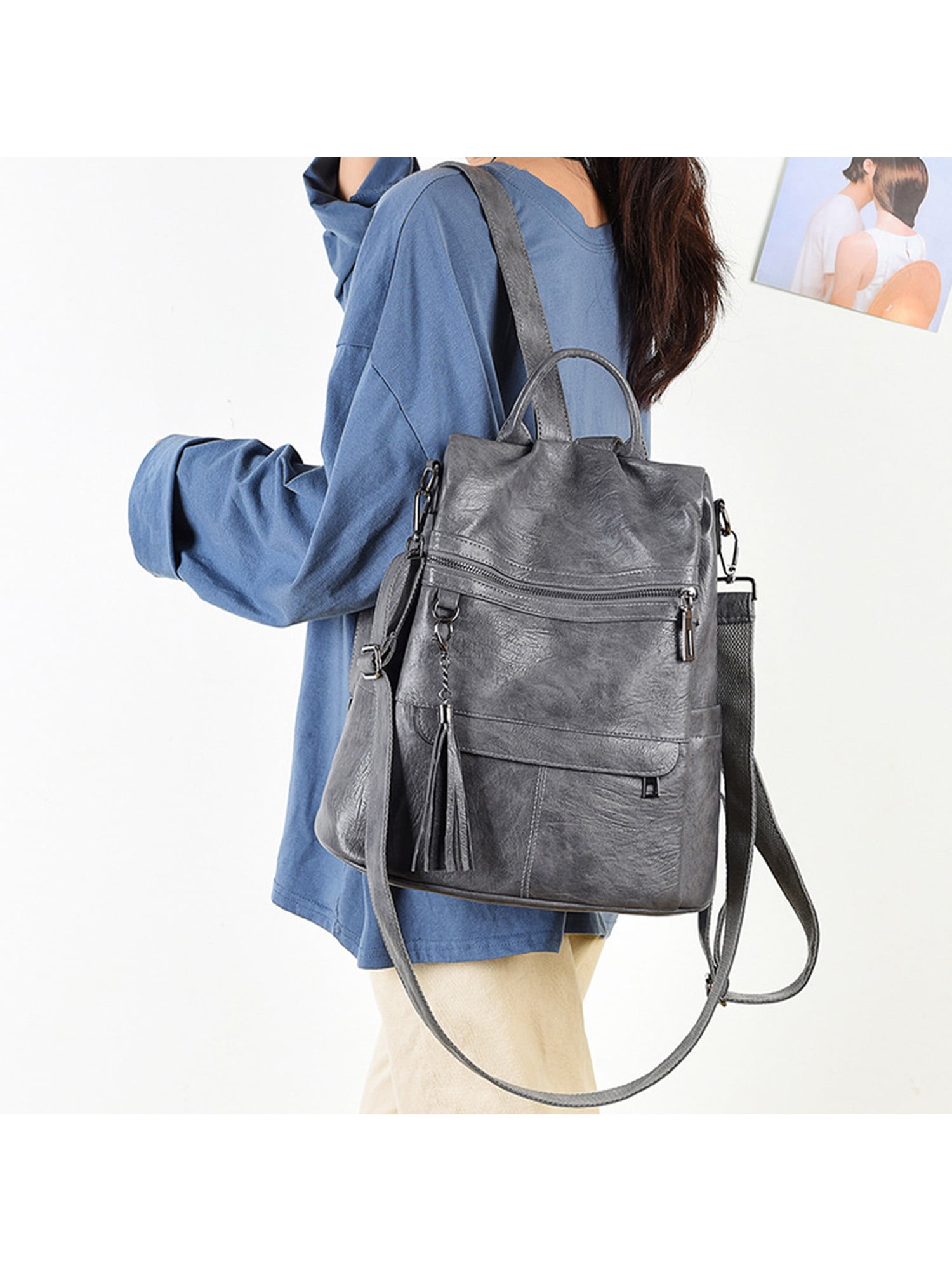 Rejlun Women Shoulder Bag Multi Pockets Tote Top Handle PU Leather Handbag  Large Capacity Ladies Fashion Zipper Detachable Adjustable Strap Brown 