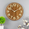 thumbnail image 6 of Wooden Glow in the Dark Clock, 12 Inch Silent Non-Ticking, Energy-Absorbing Luminous Wall Clock for Bedroo, 6 of 6