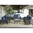 thumbnail image 2 of PARKWELL 7-Piece Outdoor Conversation Sets with Wicker Swivel Gliders and Coffee Table, Brown/Blue, 2 of 9