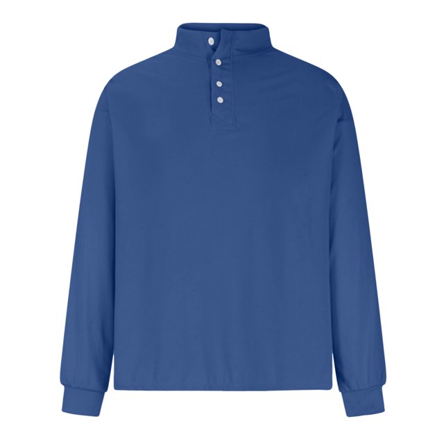 Camisa informal de manga larga con cuello alto y cuello en V de color sólido para hombre Pompotops oipoqjl52850