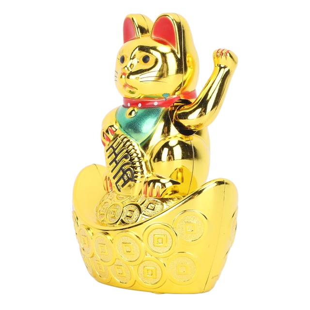 Agitando Lucky Fortune Cat, Lucky Cat 4 Con Pilas En Caras Sonrientes Doradas Para El Hogar