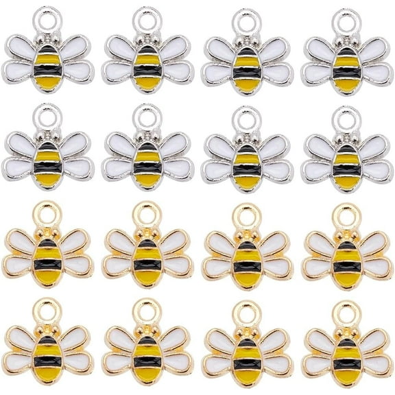 1 Box 80Pcs Enamel Bee Charms Honeybee Charms Bulk Alloy Yellow Gold Metal Honey Bees Charm for Jewelry Making Charms Supplies DIY Crafting Necklace Bracelet Earring Women Beginners Adults
