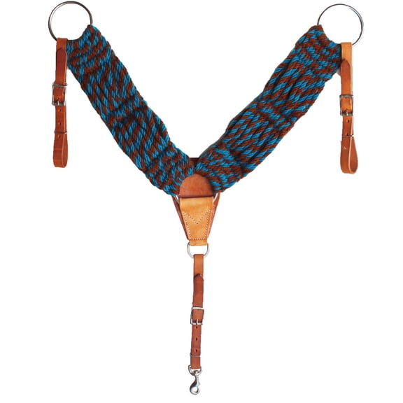 Horse Western Mohair 25-Strand Tan Breast Collar Harness Leather Uptugs 55RT03TR