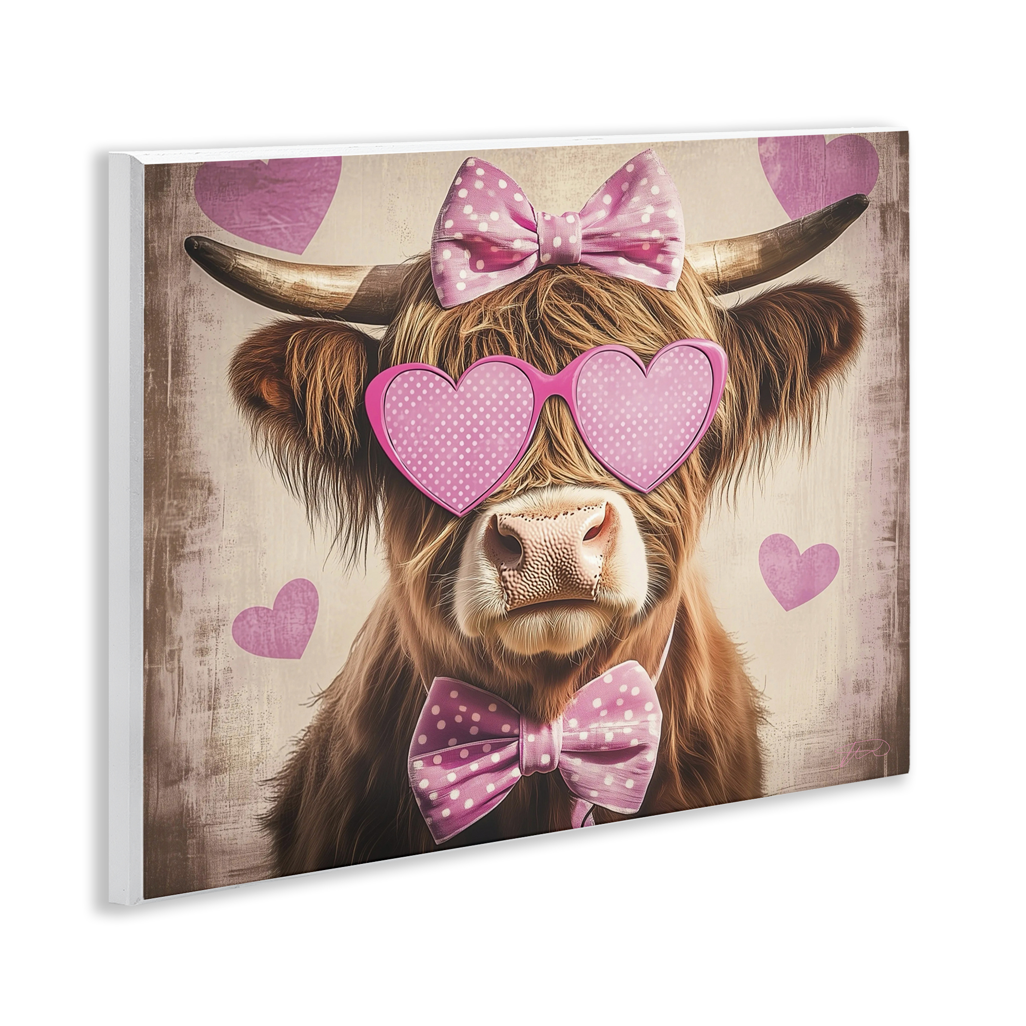 Cute Cattle Pink Hearts Wall Plaque Art, design by Shawna Stewart