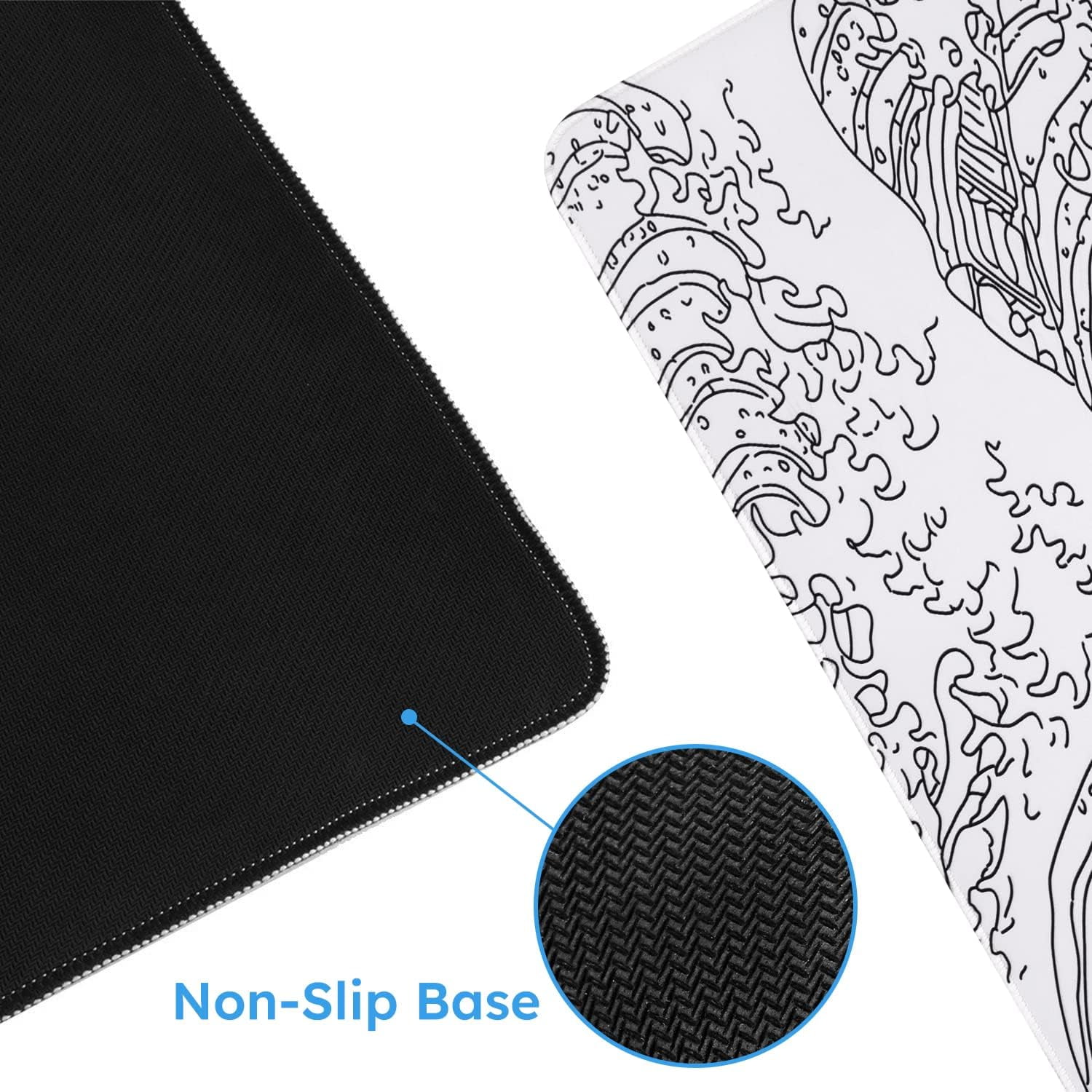 White Extended Gaming Mouse Pad Large Stable Rubber Base Mousepad, Stitched Edges, Keyboard Mouse Mat Desk Pad for Work, Game, Office, Home, 35.4x15.7 in
