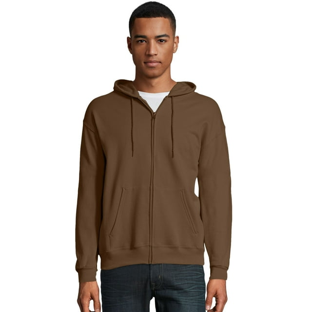 Hanes Chandail à Capuchon à Fermeture Éclair Complète ComfortBlend EcoSmart pour Hommes, P, Brun Armée, P, Brun Armée
