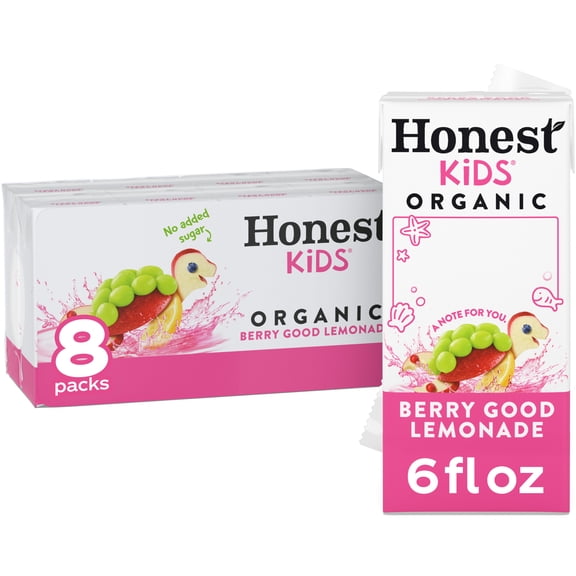 Honest Kids Berry Good Lemonade Organic Juice Drink Cartons, 6 fl oz, 8 Pack