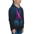 thumbnail image 3 of Kll Unisex Kids Boys Girls Hooded Pocket Pullover Hoodies-Two Human Hands Are Holds Pink Ribbon Awareness, 3 of 9