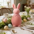 thumbnail image 4 of chaungfeng 1PCS Flocked Bunny Easter Decorations with Bow Ties, 5.91 Inch Pastel Rabbit Figurines for Easter Centerpieces, Spring Home Tabletop Shelf Decor & Seasonal Gift (Pink), 4 of 6