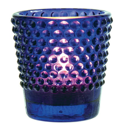 Glass Candle Holder (2.5-Inch, Candace Design, Hobnail Motif, Cobalt Blue) - For Use with Tea Lights - For Home Decor, Parties, and Wedding