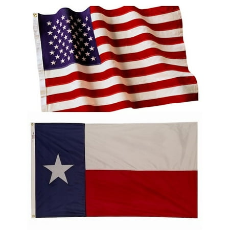 Usa Made Texas State Flag - 4x6 Embroidered American Flag & 4x6 Texas State Flag Both Made In The USA