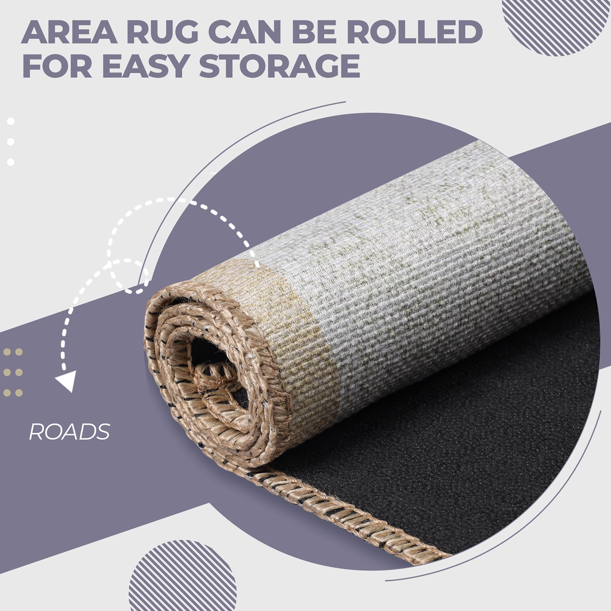 Superior Path Road Non-Slip Kids Washable Indoor Area Rug, 4' x 6', Ivory