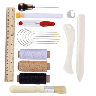  6 Pcs Bookbinding Kit Hand Bookbinding Tools Set Book Binding  Kit Bookbinding Supplies with Wood Awl Wax Thread Curved Needle Sewing  Needle Binding Pins for Paper Bookbinding DIY Crafts