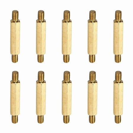 Uxcell 10 Pcs Double Ended Copper Stud Nut M4x34mm Male to Male Double End Threaded Stud for Industrial Use Mechanical Repairing CPU Cooler