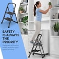 thumbnail image 3 of 2-Step Ladder with Wide Anti-Slip Platform & Thick Rubber Feet | Heavy Duty Foldable & Portable | 330 lbs Capacity, Steel Frame, Rubber Handgrip, Folding Step Stool, 3 of 6