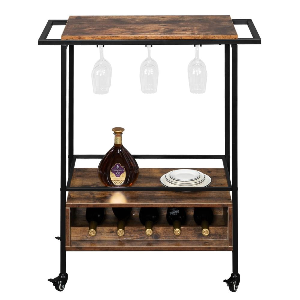 Winado Industrial Wine Rack Storage Rolling Bar Cart W Bottle Cabinet Com Winado Industrial Wine Rack Storage, Lockable Liquor Cabinet Australia