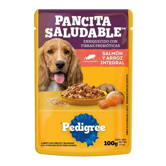 Alimento para Perro Pedigree Pancita Saludable Adulto Salmón y Arroz Integral 100 g