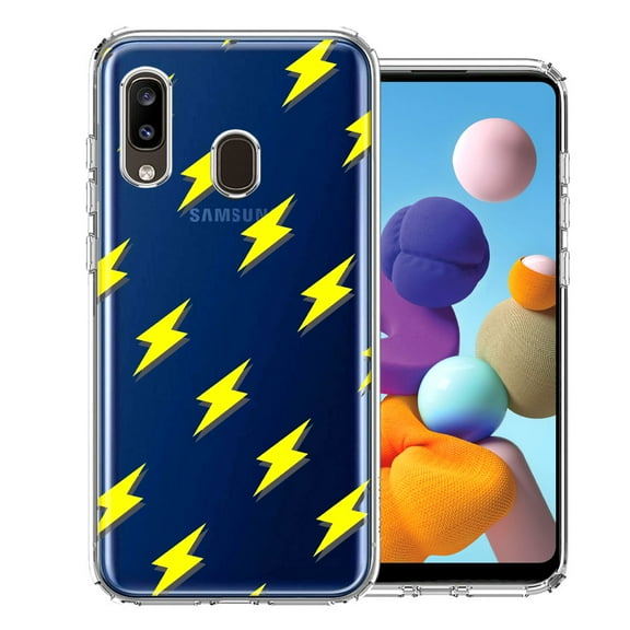 MUNDAZE for Samsung Galaxy A20 Electric Lightning Bolts Design Double Layer Phone Case Cover
