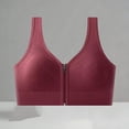 thumbnail image 4 of Feancey Zip Front Sports Bras for Women Wide Strap Casual Workout Yoga Bra Full Coverage Smoothing Underwire Bralettes Seamless Everyday Brassiere Wine Free Size, 4 of 5