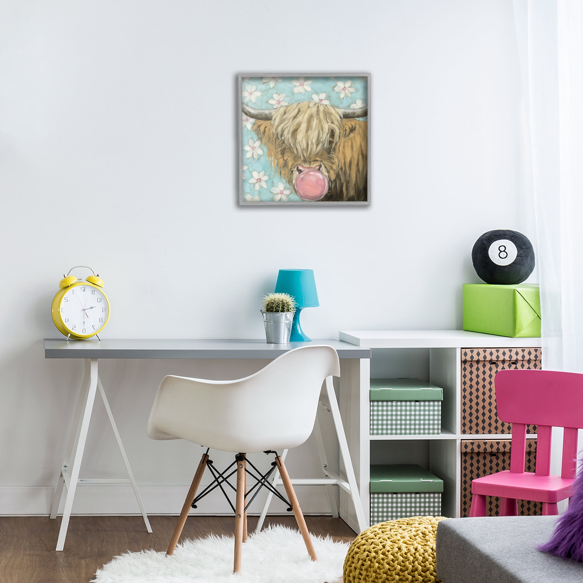 Stupell Industries Bubblegum Sweetie Cattle Gray Framed Giclee Art, design by Sara G. Designs