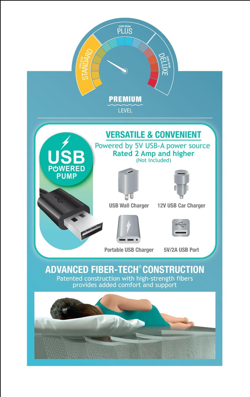 Intex 10in Queen Durabeam Prestige Air Mattress Bed with Internal Fastfill USB Powered Pump