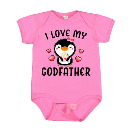 

Inktastic I Love My Godfather with Cute Penguin and Hearts Girls Baby Bodysuit