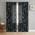 thumbnail image 3 of Sheer Curtains 63 inches Long, Boho Vintage Blue Flowers Leaves Light Filtering Sheer Window Curtains Rod Pocket Voile Drapes for Bedroom Living Room, 52"W x 63"L 2 Panels, 3 of 7