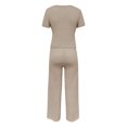 thumbnail image 5 of Women's Summer Knit Trousers Suit Casual Round Neck Short Sleeve Long Pants Set Comfortable Pure Color Outfit For Daily Wear Dressy Outfits for Women Tracksuit for Women Jacket And Pants Set for Women, 5 of 5