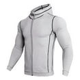 thumbnail image 3 of Bcfgryg Men's Autumn And Winter Fitness Training Casual Hooded Zipper Long-sleeved Sports Quick-drying Jacket Men's Lightweight Jacket Silver XXL, 3 of 4