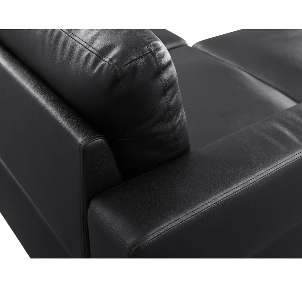 Kadyn L Shaped Sofa Couch Set for Living Room, Black Faux Leather Sectional Sofa-Right Kadyn L Shaped Sofa Couch Set for Living Room, Black Faux Leather Sectional Sofa-Right