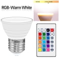 thumbnail image 1 of Bombilla LED RGB, Bombilla que cambia color, Base de tornillo regulable E27, Bombilla de lámpara de inundación de lámpara de humor - 15 opciones de color - - Lente Lente Crema Blanco Cálido Colco Bombilla de luz RGB, 1 of 8