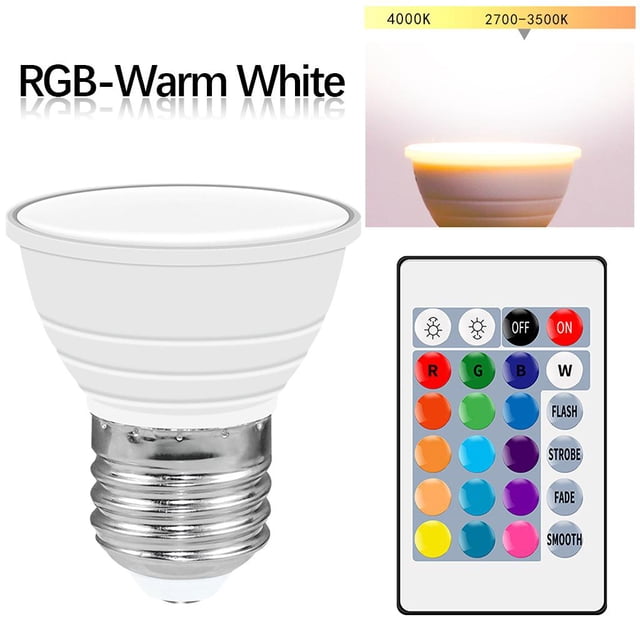 Bombilla LED RGB, Bombilla que cambia color, Base de tornillo regulable E27, Bombilla de lámpara de inundación de lámpara de humor - 15 opciones de color - - Lente Lente Crema Blanco Cálido Colco Bombilla de luz RGB