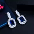 thumbnail image 5 of Dainty Dark Blue Cubic Zircon Baguette Necklace Earrings Women Party Jewelry Set, 5 of 8