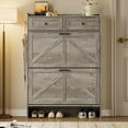 thumbnail image 6 of FANRAL Shoe Cabinet with 2 Flip Drawer & 2 Storage Drawer,Farmhouse Narrow Shoe Rack with Adjustable Shelve & Hook for Entryway,Hallway,Gray, 6 of 10