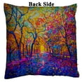 thumbnail image 2 of EREHome Housse de Coussin Peinture à l'Huile Paysage Automne Forêt Feuilles Rouges Vives Ciel Bleu Décoration Maison 16x16 Pouces, 2 of 2