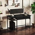 thumbnail image 2 of Computer Desk with Shelves and Drawer, 39'' Home Office Writing Desk, Laptop Study Table Workstation,Business Style, Stable Metal Frame, Black,CPT003-BK100-RR, 2 of 7